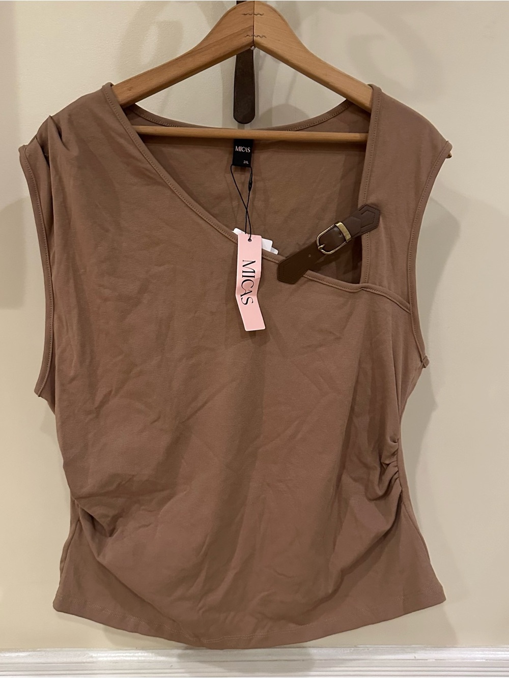 Micas Buckle-Detail Tank Top in Taupe